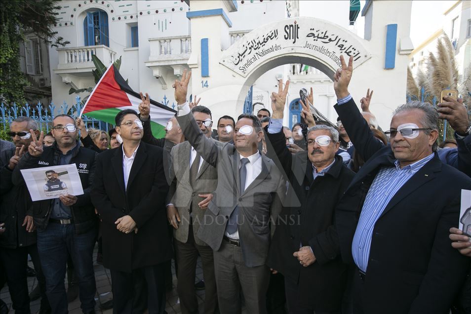 Aksi solidaritas untuk jurnalis Palestina
