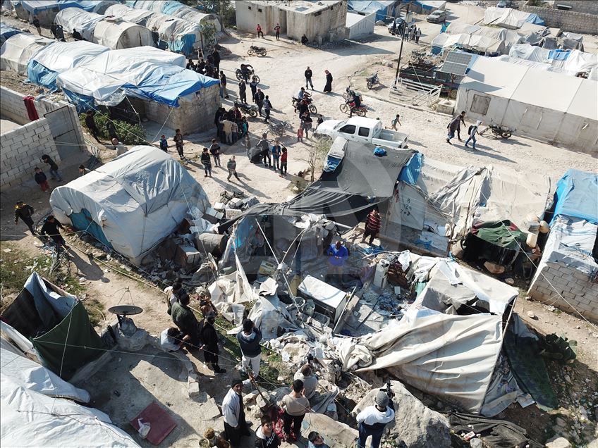 Aftermath of the assaults towards tent camps of Kah village, Idlib