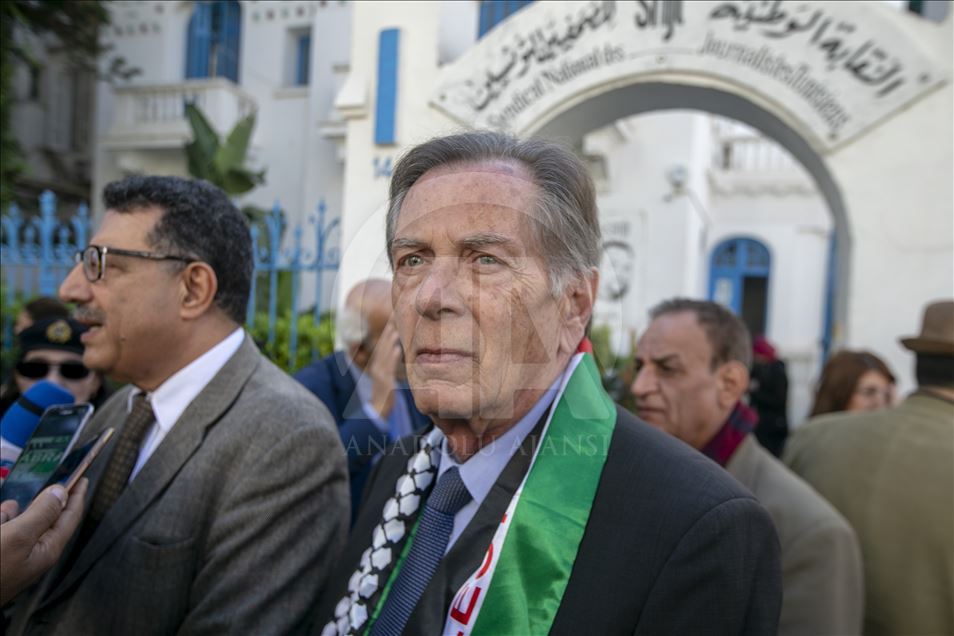 Aksi solidaritas untuk jurnalis Palestina
