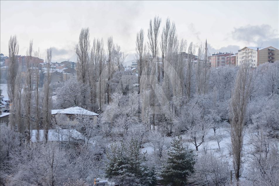 Giresun-Sivas kara yolu Eğribel Geçidi'nde kar yağışı