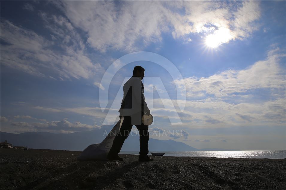Fish sculpture made of beach waste