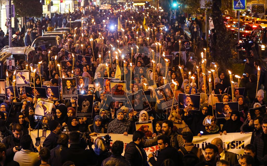 إسطنبول.. الآلاف يشاركون بمسيرة دعما للمعتقلين بالسجون المصرية

