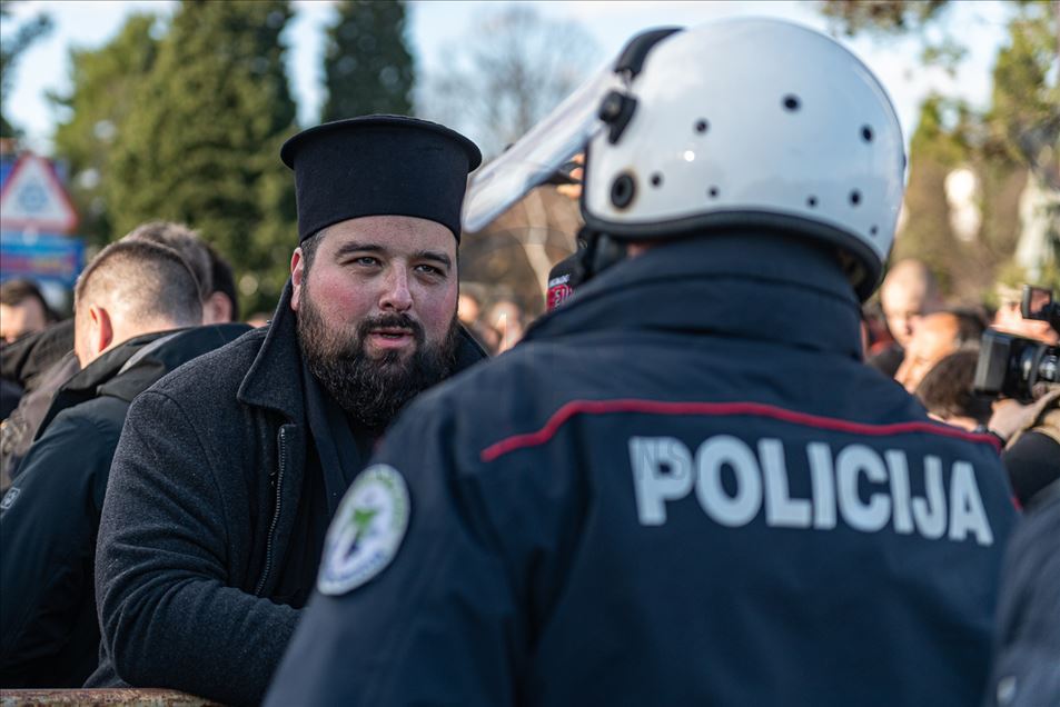 Protest by Orthodox Serbian Christians in Montenegro