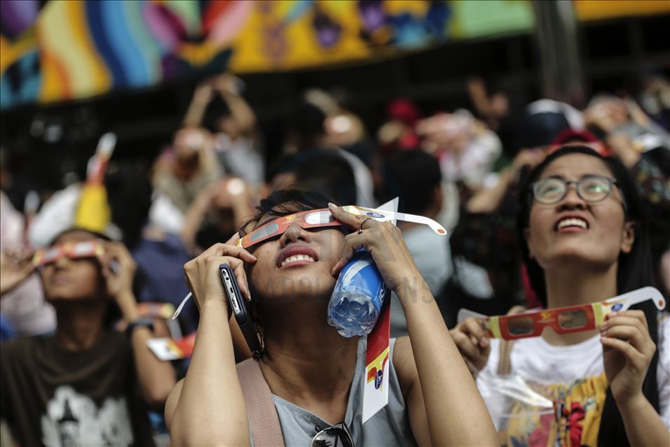 Solar eclipse "ring of fire" in Jakarta, Indonesia