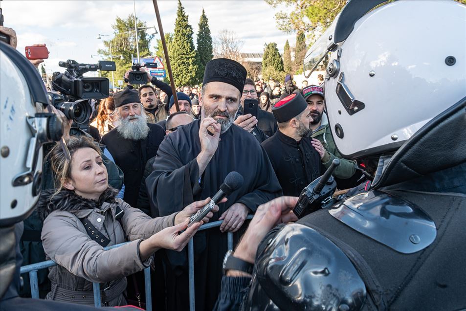Protestas de la Iglesia Ortodoxa Serbia en Podgorica, Montenegro, 26 de diciembre de 2019 | Foto:  Milos Vujovic / Anadolu Agency