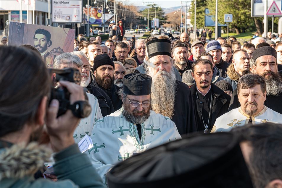 Protest by Orthodox Serbian Christians in Montenegro