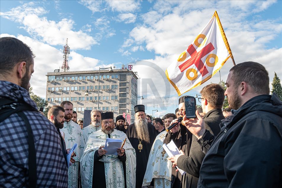 Protest by Orthodox Serbian Christians in Montenegro