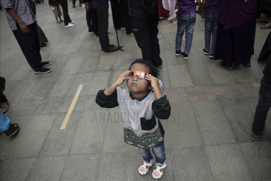 Solar eclipse "ring of fire" in Jakarta, Indonesia