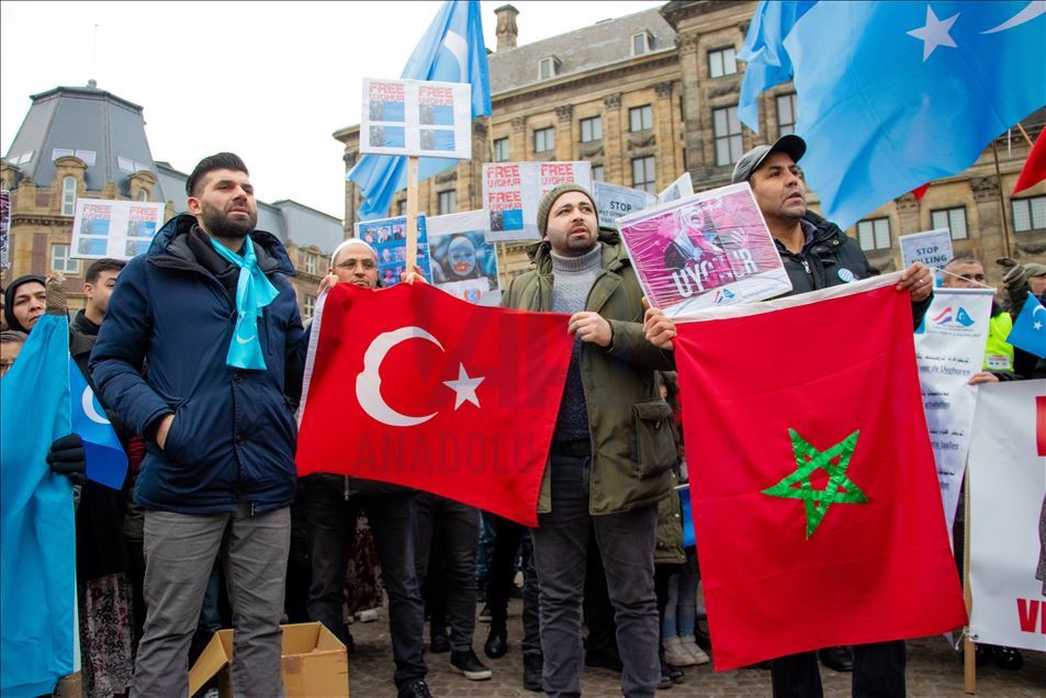 Hollanda'da Doğu Türkistan protestosu