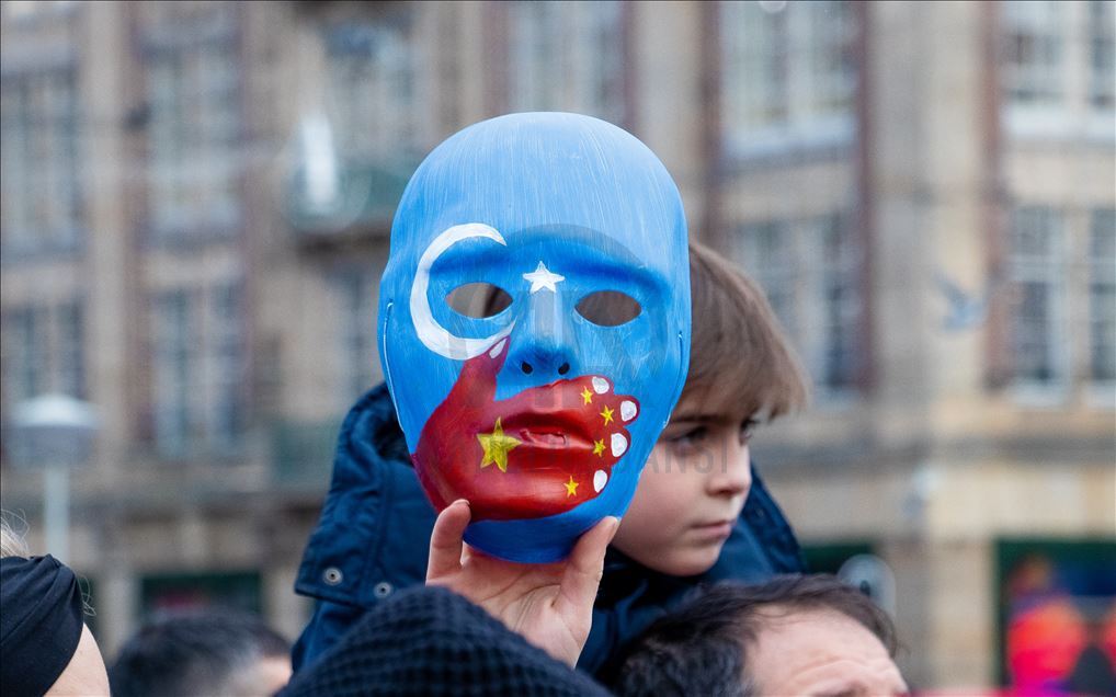 Hollanda'da Doğu Türkistan protestosu