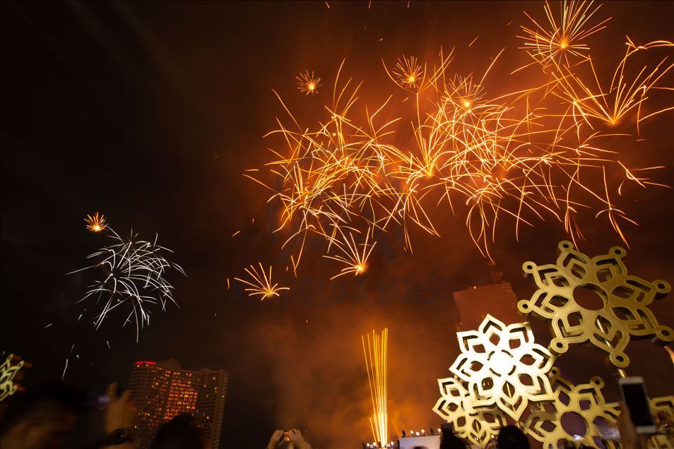 New Year 2020 firework in Thailand