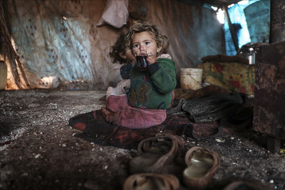 Syrian young mother of 5 children in Idlib's camp