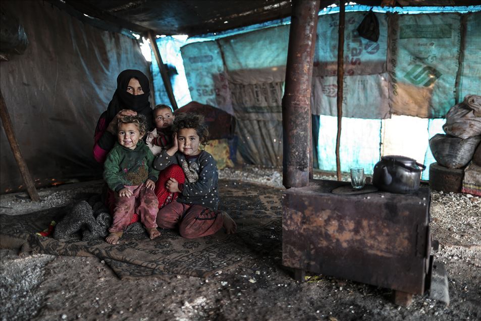 Syrian young mother of 5 children in Idlib's camp
