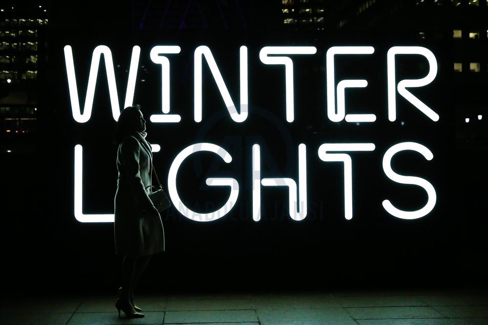 Canary Wharf Winter Light Festival di London.