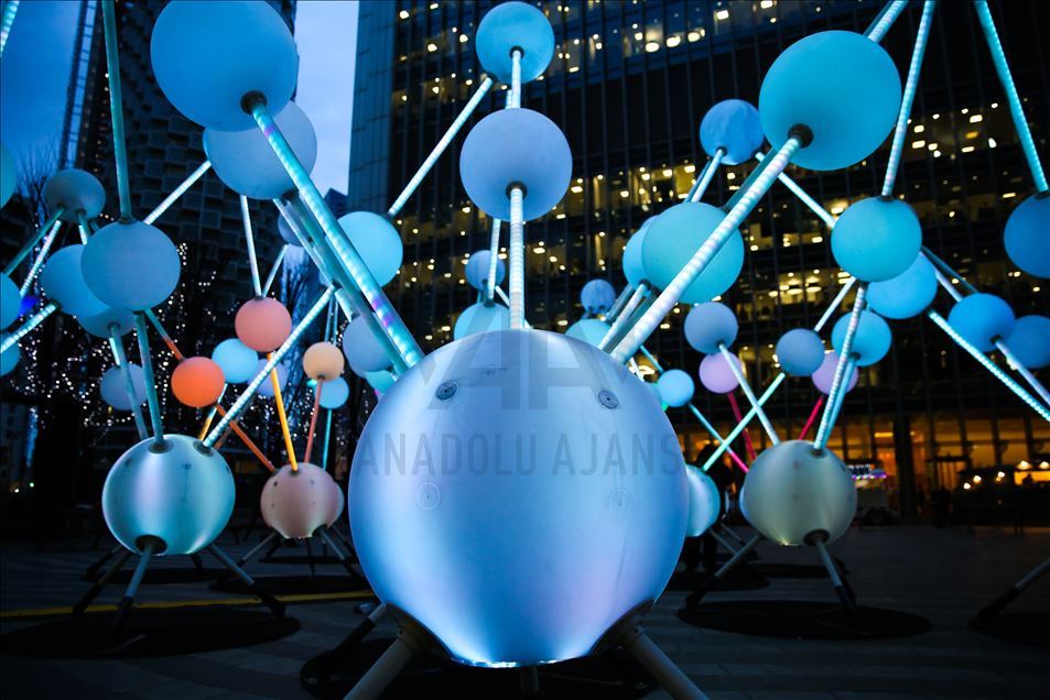 Canary Wharf Winter Light Festival in London.