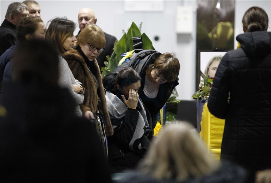 A honoring ceremony of the victims in the plane crash in Iran, at the Boryspil Airport in Kiev