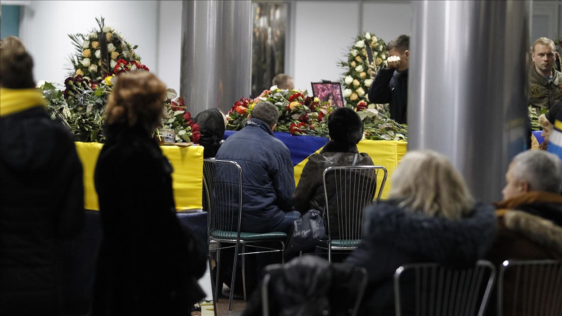 A honoring ceremony of the victims in the plane crash in Iran, at the Boryspil Airport in Kiev