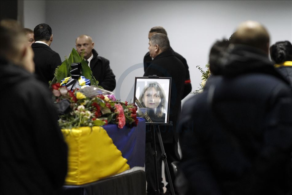 A honoring ceremony of the victims in the plane crash in Iran, at the Boryspil Airport in Kiev