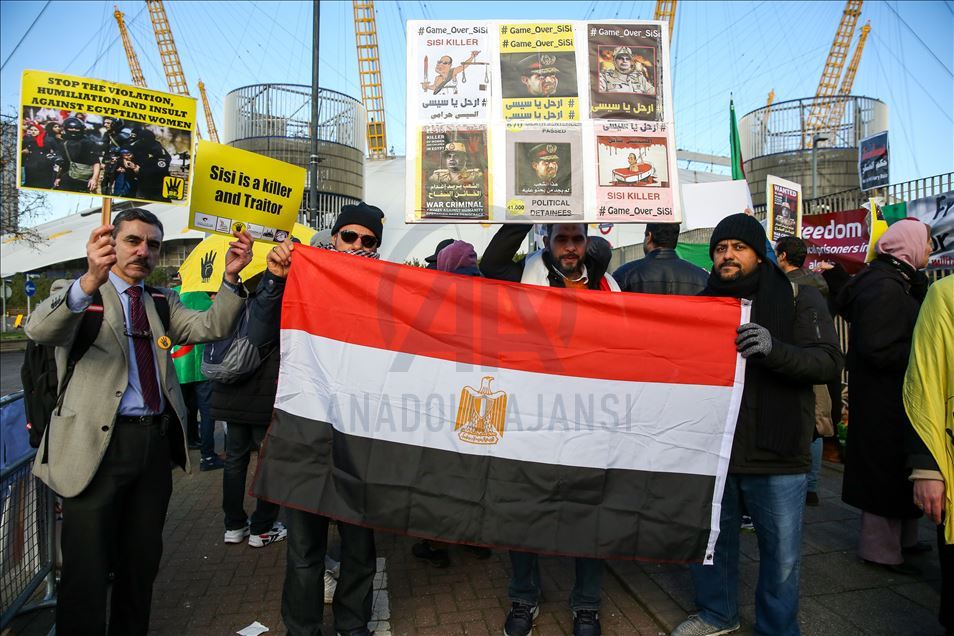 Protest against Abdel Fattah el-Sisi in London.
