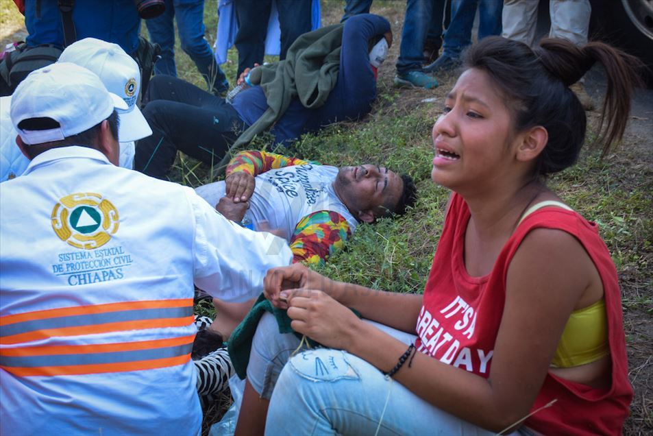 Migrantes en la frontera entre Guatemala y México