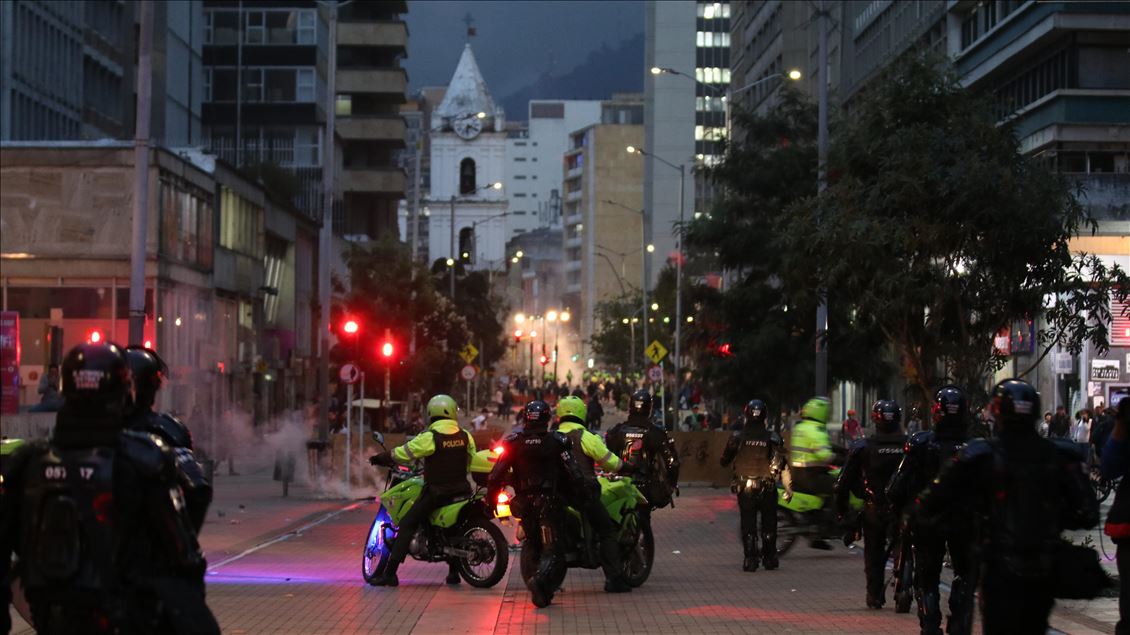Clashes between security forces and protesters in Colombia