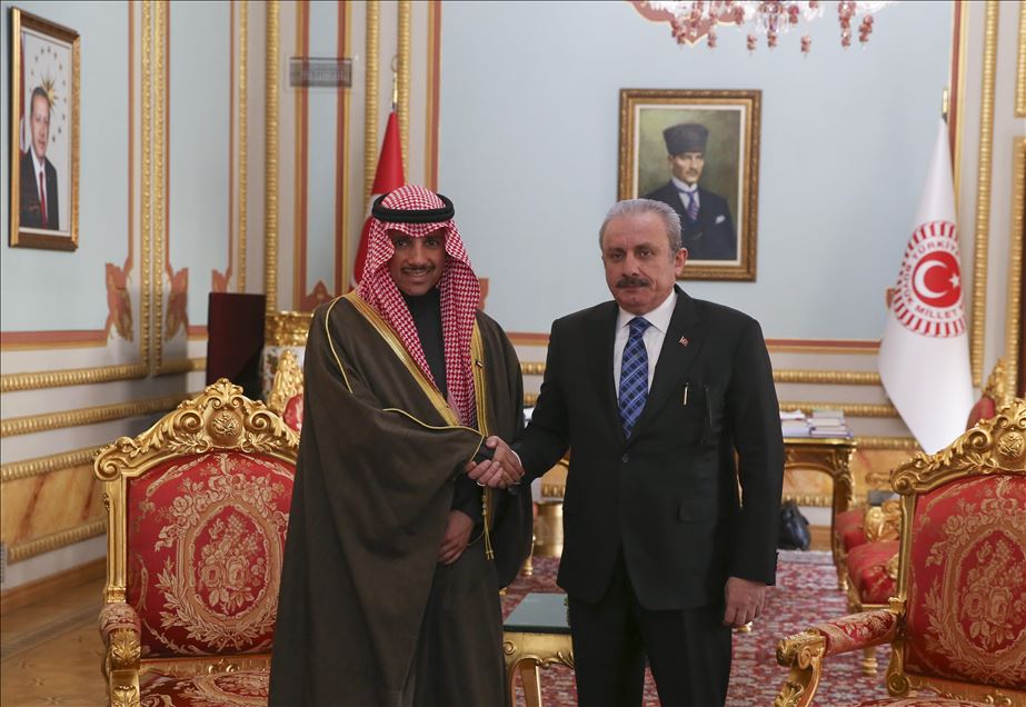 أنقرة.. شنطوب يستقبل رئيس مجلس الأمة الكويتي في مقر البرلمان