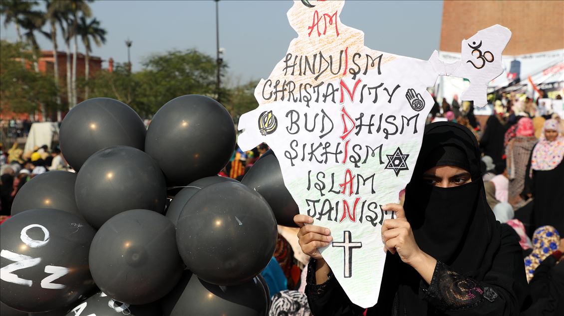 Indian Muslim women participate in a protest against the Indian government's Citizenship Amendment Act (CAA), the National Register of Citizens (NRC) and the National Population Register  (NRP) on sixth day of protest  in Lucknow,India on January 22 , 202