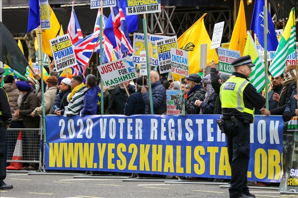 Free Kashmir Protest outside Indian High Commission in London. UK