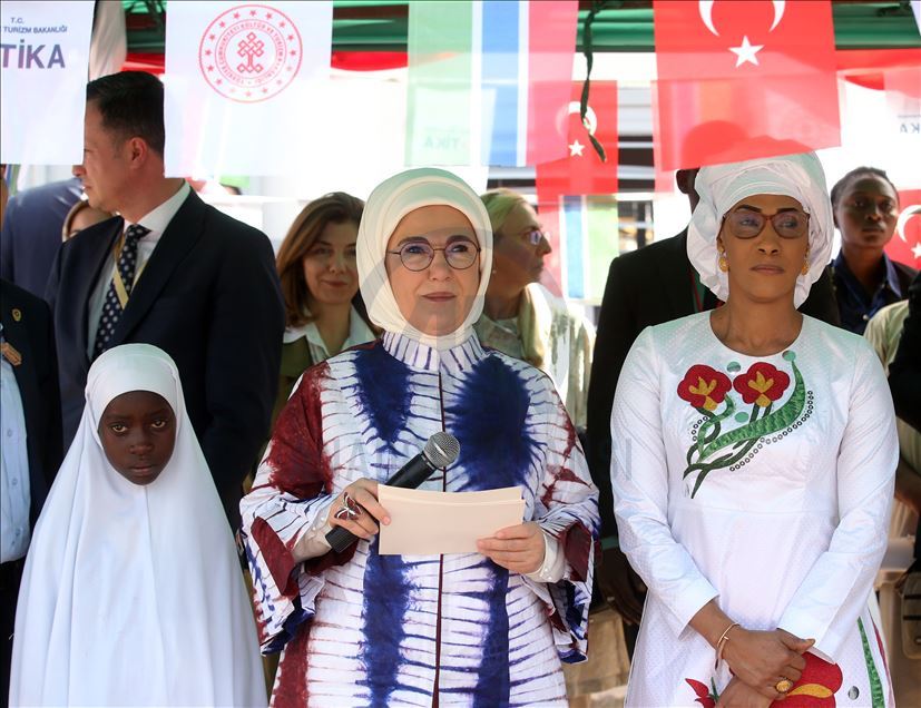 Emine Erdogan attend the opening of a Mosque and School in Gambia