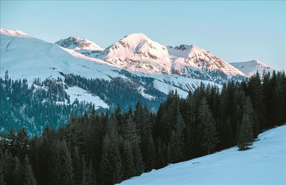 Davos'ta kış güzel manzara oluşturdu