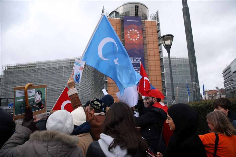 Uighur Turks stage anti-China protest in Brussels