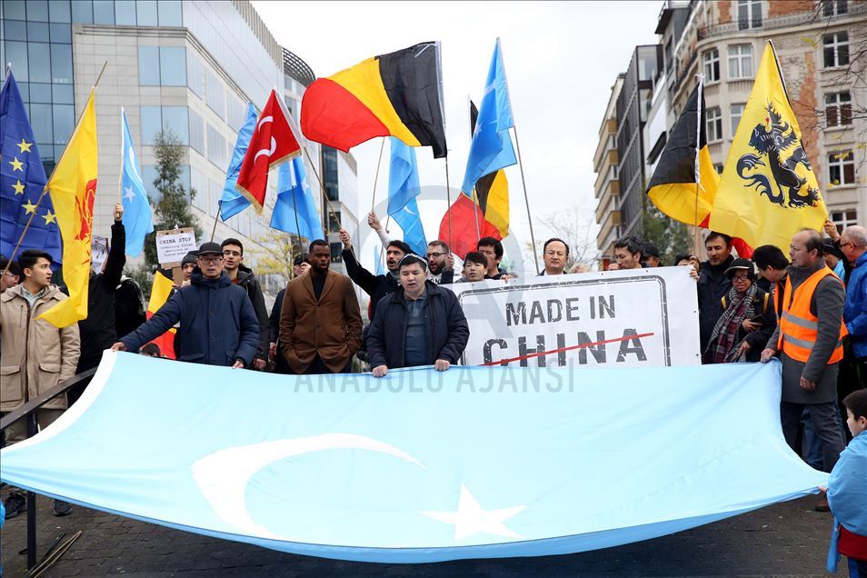 Uighur Turks stage anti-China protest in Brussels
