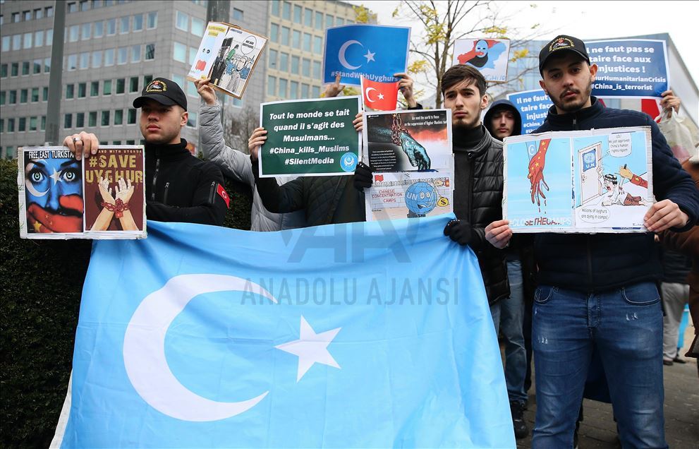 Uighur Turks stage anti-China protest in Brussels