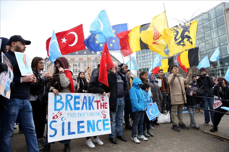 Uighur Turks stage anti-China protest in Brussels