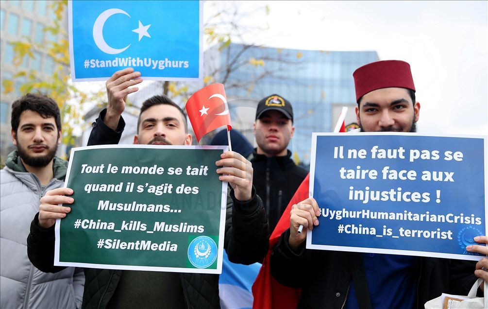 Uighur Turks stage anti-China protest in Brussels