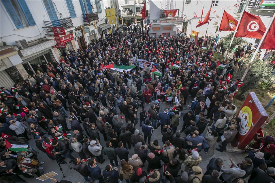 Protest against Trump's Middle East peace plan in Tunisia