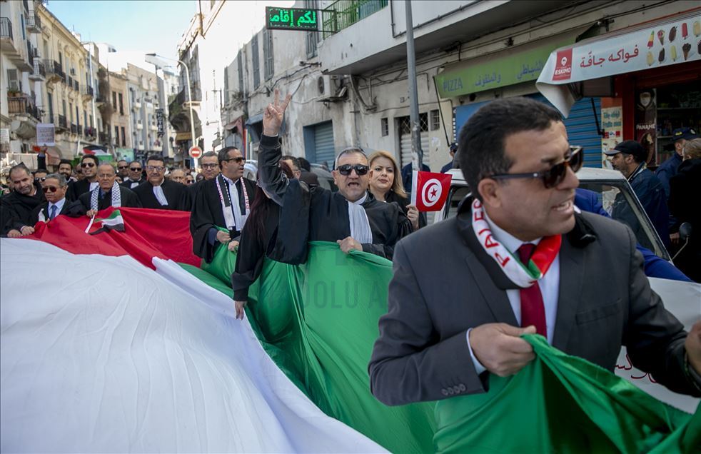 Protest against Trump's Middle East peace plan in Tunisia