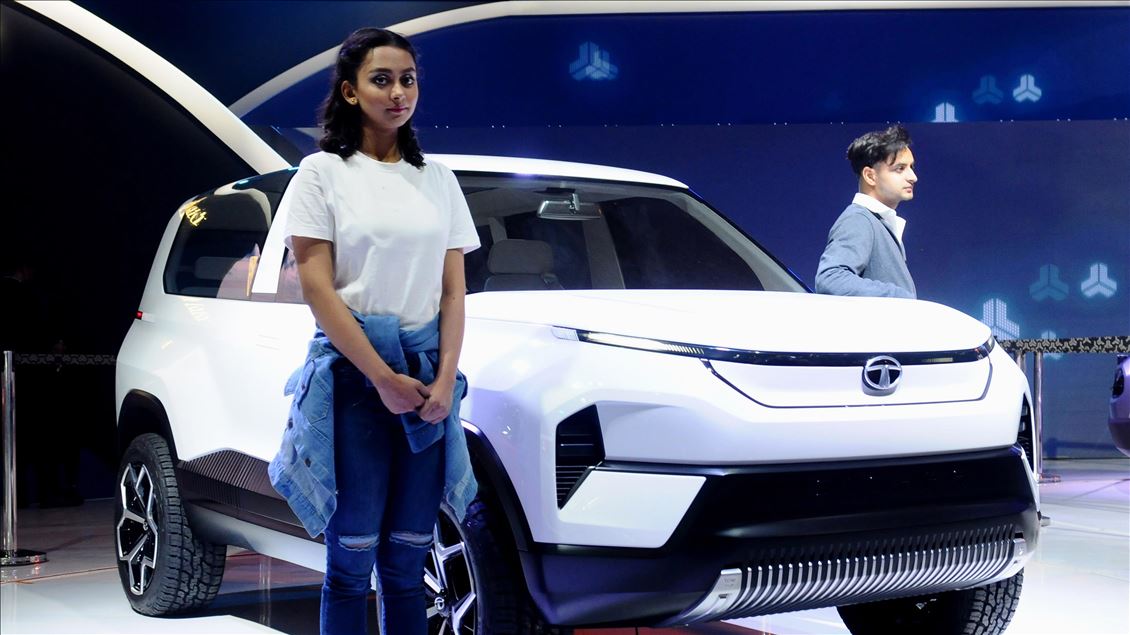 UTTAR PRADESH, INDIA -  FEBRUARY 07 : Tata Motors Sierra car is displayed on stage at the Auto Expo 2020  on February 7, 2020, in Greater Noida, India. : Imtiyaz khan