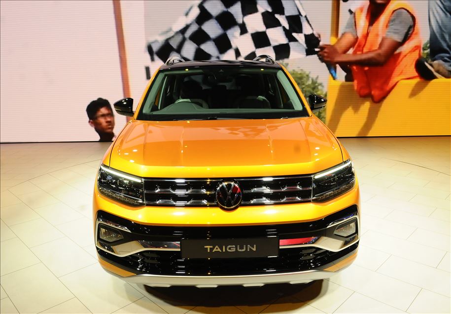 UTTAR PRADESH, INDIA -  FEBRUARY 07 : Volkswagen Taigun car at Auto Expo 2020, on February 7, 2020, in Greater Noida, India. : Imtiyaz khan
