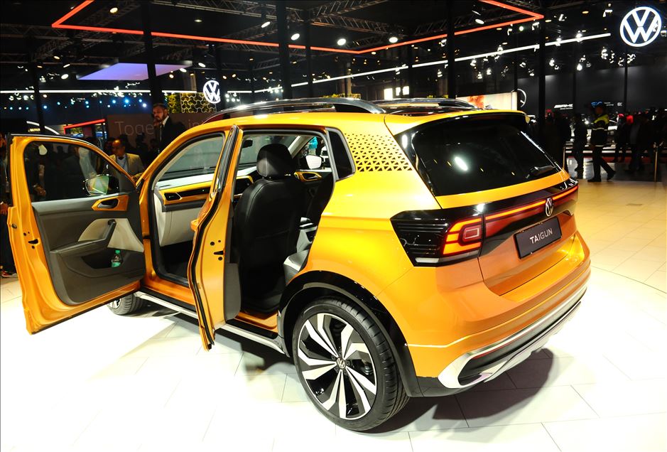 UTTAR PRADESH, INDIA -  FEBRUARY 07 : Volkswagen Taigun car at Auto Expo 2020, on February 7, 2020, in Greater Noida, India. : Imtiyaz khan