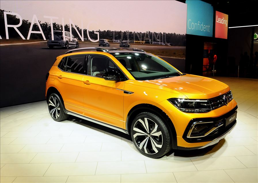 UTTAR PRADESH, INDIA -  FEBRUARY 07 : Volkswagen Taigun car at Auto Expo 2020, on February 7, 2020, in Greater Noida, India. : Imtiyaz khan
