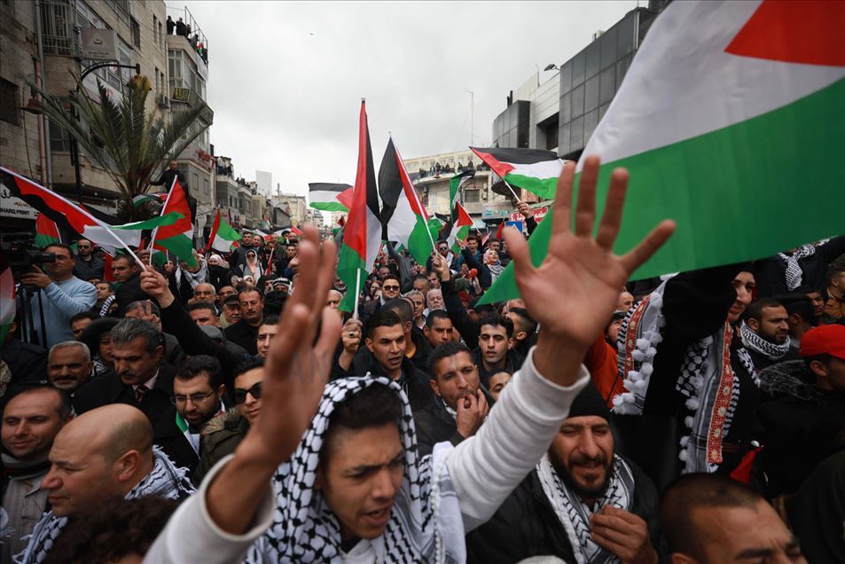 Protesta contra el plan de Medio Oriente de Trump en Cisjordania