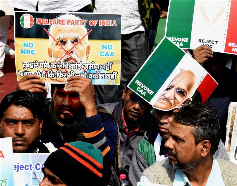 NEW DELHI, INDIA - FEBRUARY 10 : Protester holds a placard during a protest against the Indian governments new citizenship law, in New Delhi , India, 10 February 2020. : Imtiyaz khan