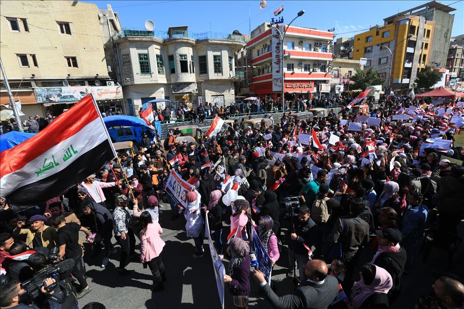 Women protest against the government in Baghdad