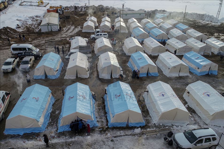 Tents built for earthquake victims in Turkey's Van