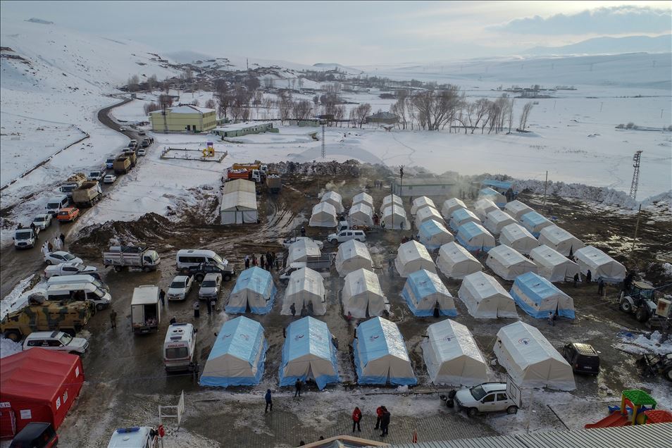 Tents built for earthquake victims in Turkey's Van