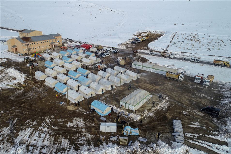 Tents built for earthquake victims in Turkey's Van