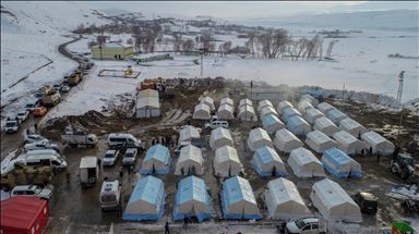 Tents built for earthquake victims in Turkey's Van