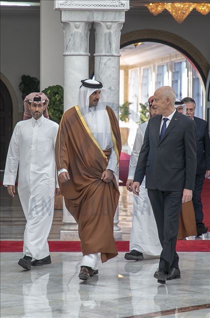 تونس.. سعيد وتميم يبحثان التعاون المشترك ومسائل عربية ودولية