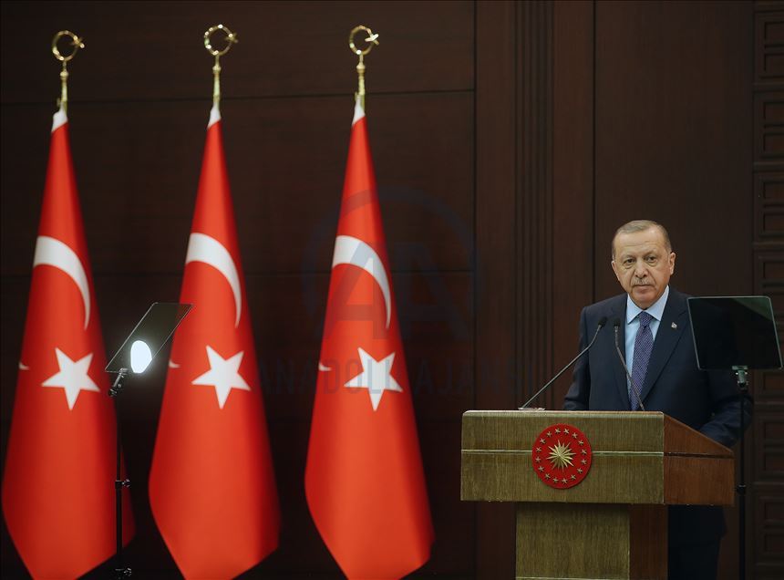 نشست خبری رئیس‌جمهور ترکیه راجع به کرونا در آنکارا
